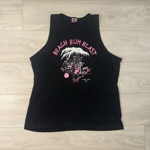 Vintage 90s Beach Bum Pink Black Muscle Tank Top Size Large Skate Surf College